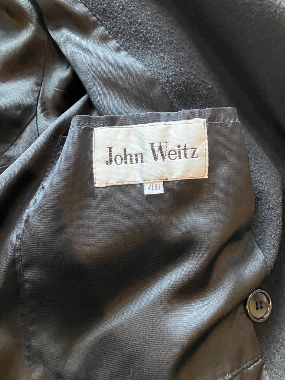 Vintage John Weitz Forstmann Wool Peacoat Mens 46 Black Double Breasted Nautical - Picture 12 of 15